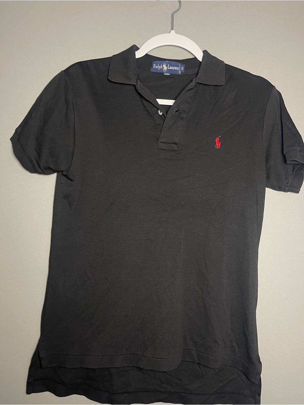 Vintage Ralph Lauren Blue Label Women’s M Black Polo Red Pony 100% Cotton